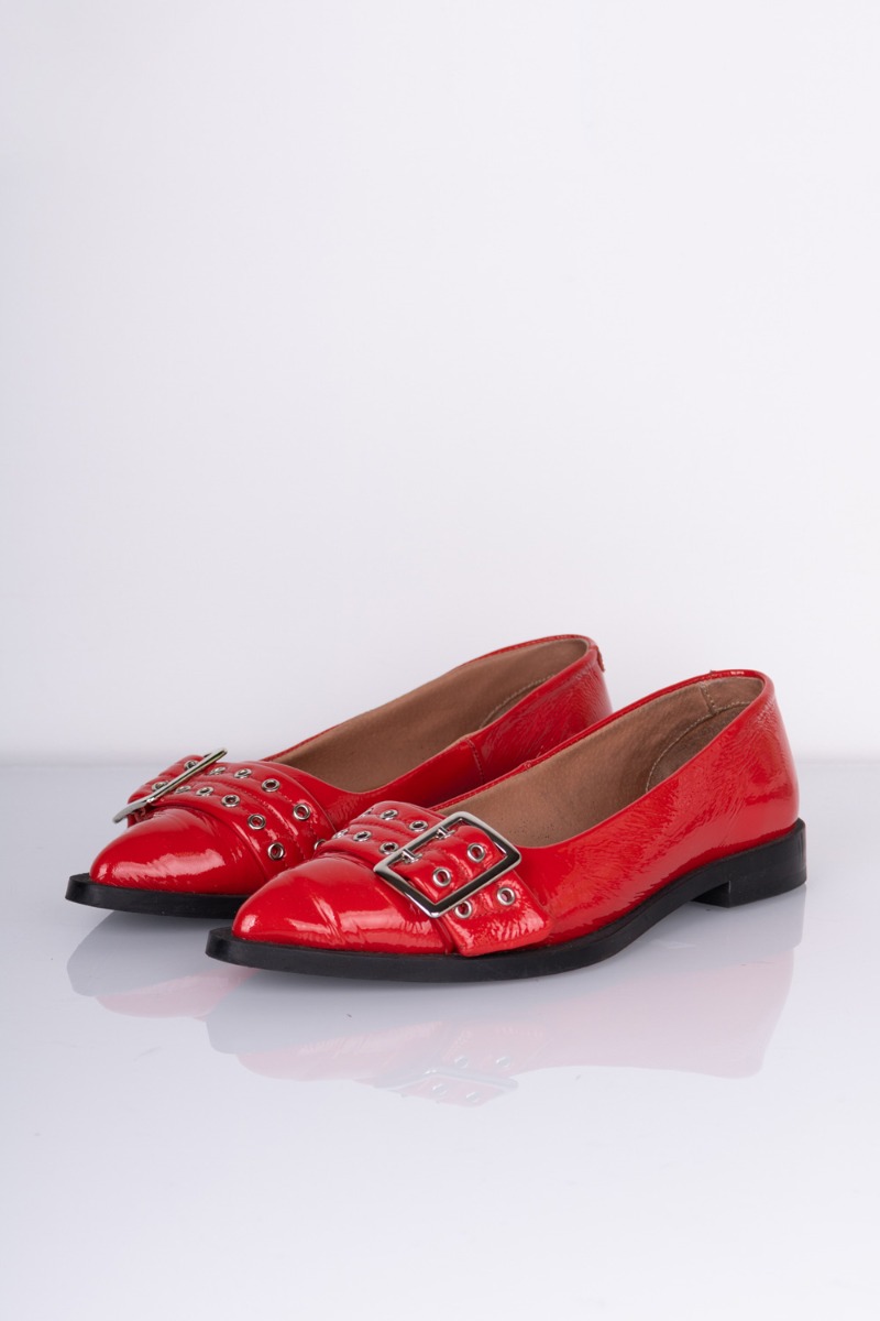 Pavement Sko - Saso Low - Rød Patent Ballerina