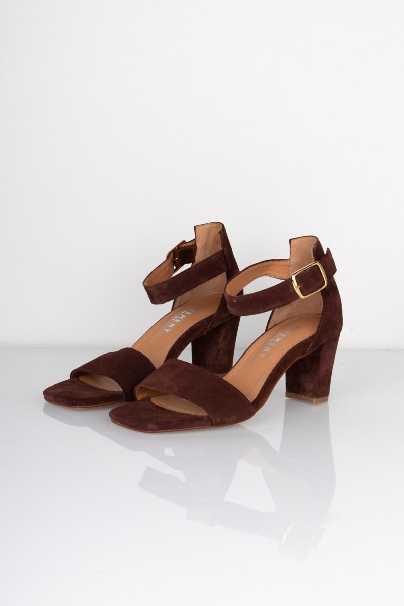 Pavement - Mørkebrun Stilet med Rem og Hælstøtte