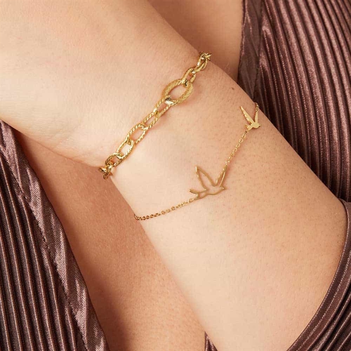 Fugle Armbånd i Forgyldt Ædelstål - Elegant Smykke