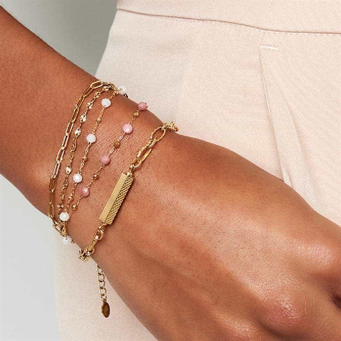 Forgyldt Ædelstål Link Armbånd med Charme - Super Tilbud!