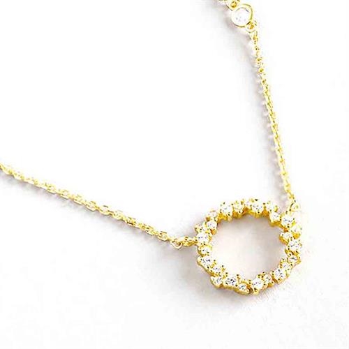 Zircon Halskæde i Forgyldt Design - Elegante Smykker