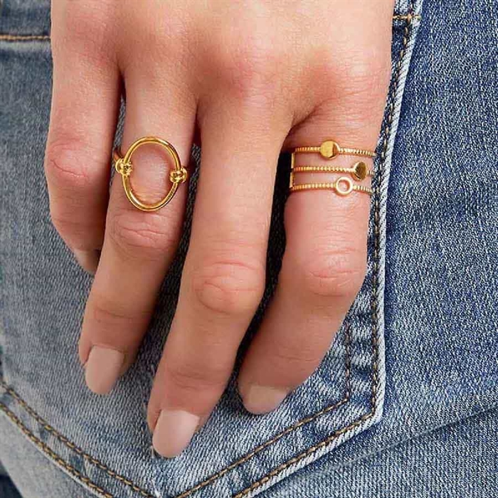 Justerbar 18K Forgyldt Ring i Ædelstål - Smart Design