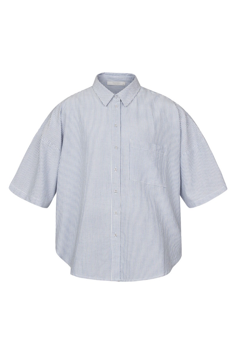 Sisters Point - Skjorte - Ella-nsh4 - Blå/Hvid Tilbud 70%