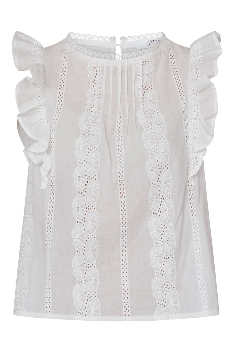 Sisters Point - Noro Top - Hvid med Flæser og Detaljer