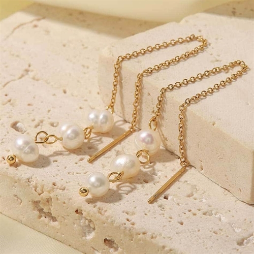 Ædelstål Ørehænger med Perler - Sælges Pr. Stk.