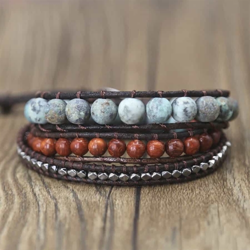 Vintage Armbånd med Naturperler i Flotte Farver