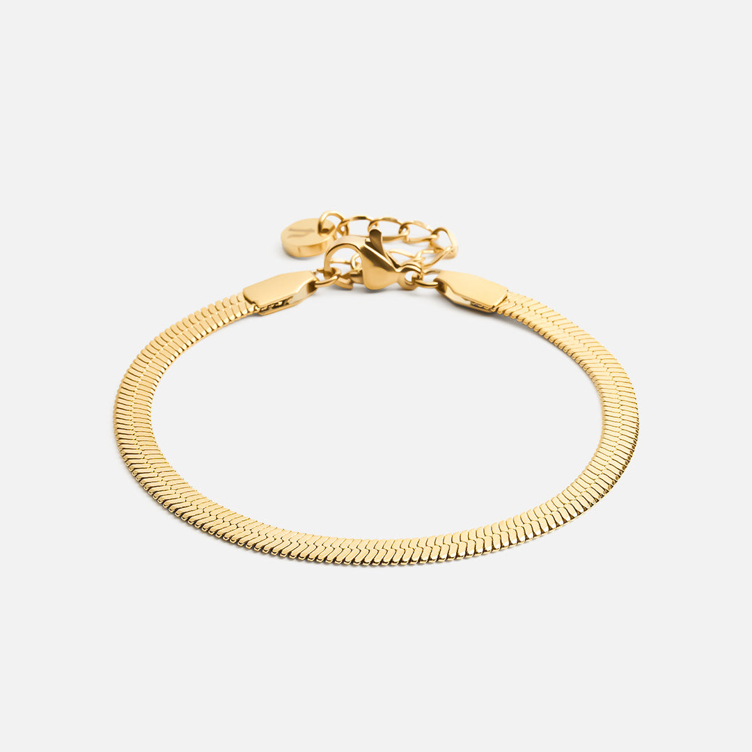 Flad Snake Armbånd 18k Guldbelagt - Elegant Smykke til Dig