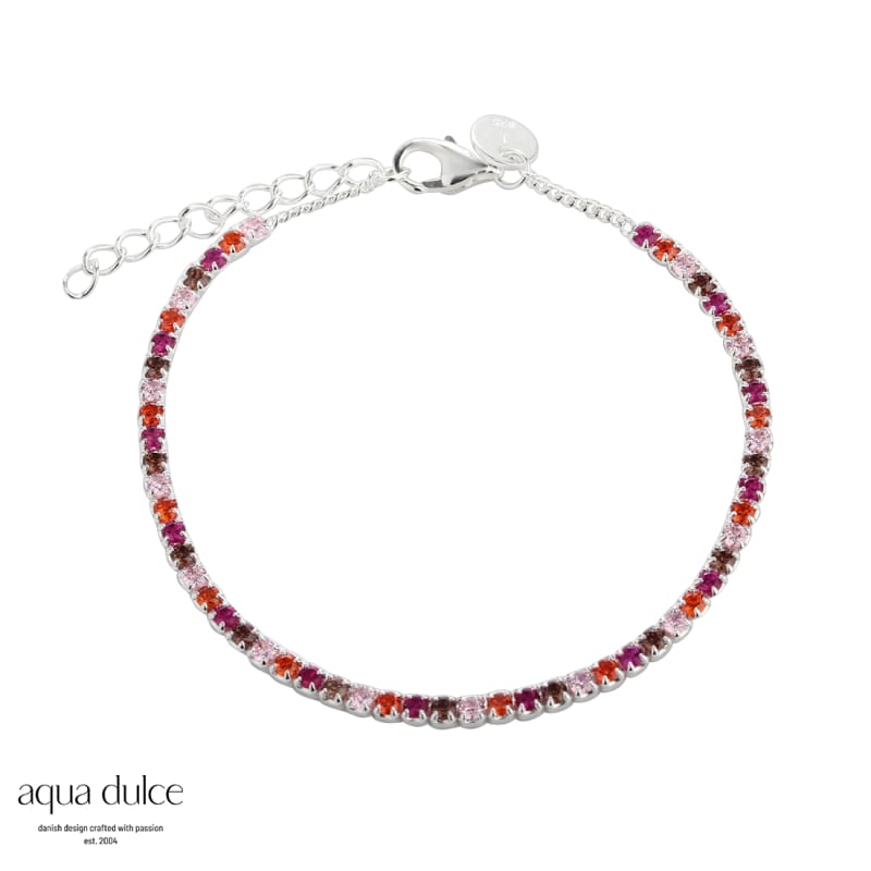 Rosa Tennisarmbånd i Sølv med Zirkonia - Udsalg!