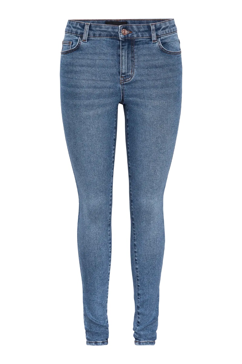 Pieces - Dana Mw Skinny Jeans - Mellemblå Denim