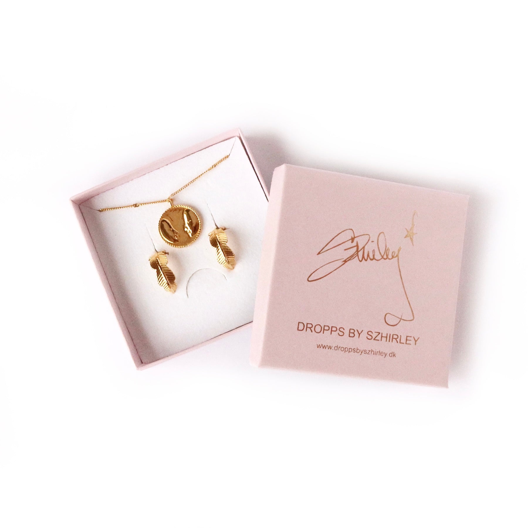 Gavesæt med Halskæde og Øreringe - 18 Karat Forgyldt - Spar 99 Kr