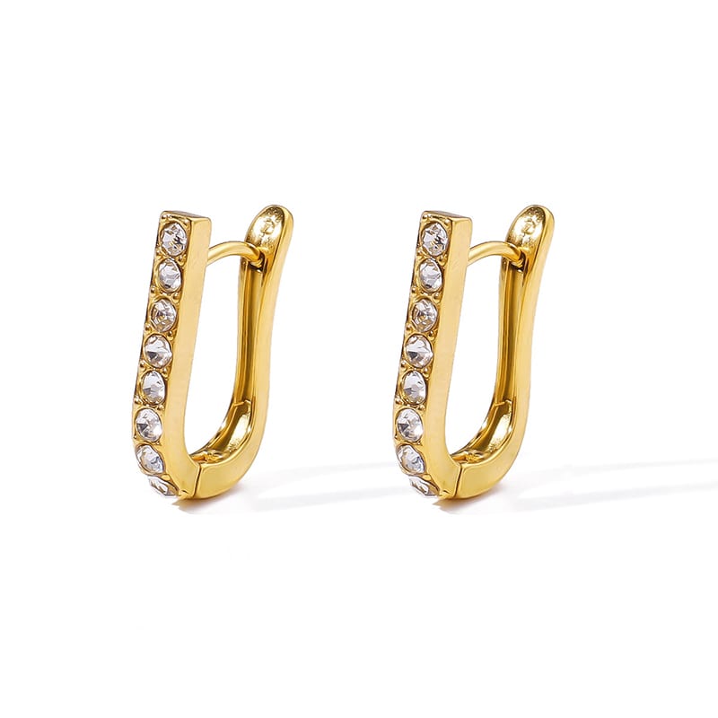 Oval Sten Hoop Øreringe fra Aqua Dulce - Guld 12*16 MM