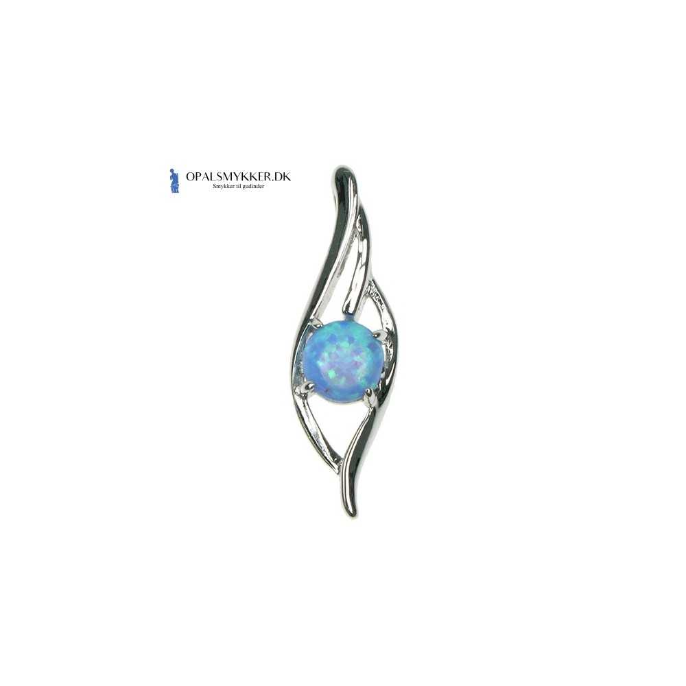 Bølge - Sølv Halskæde med Blå Opal i 925 Sterling Sølv