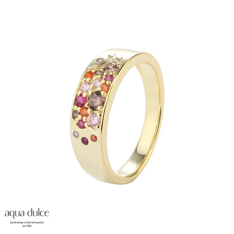 Ring med Pink Stardust - 925 forgyldt sølv smykke