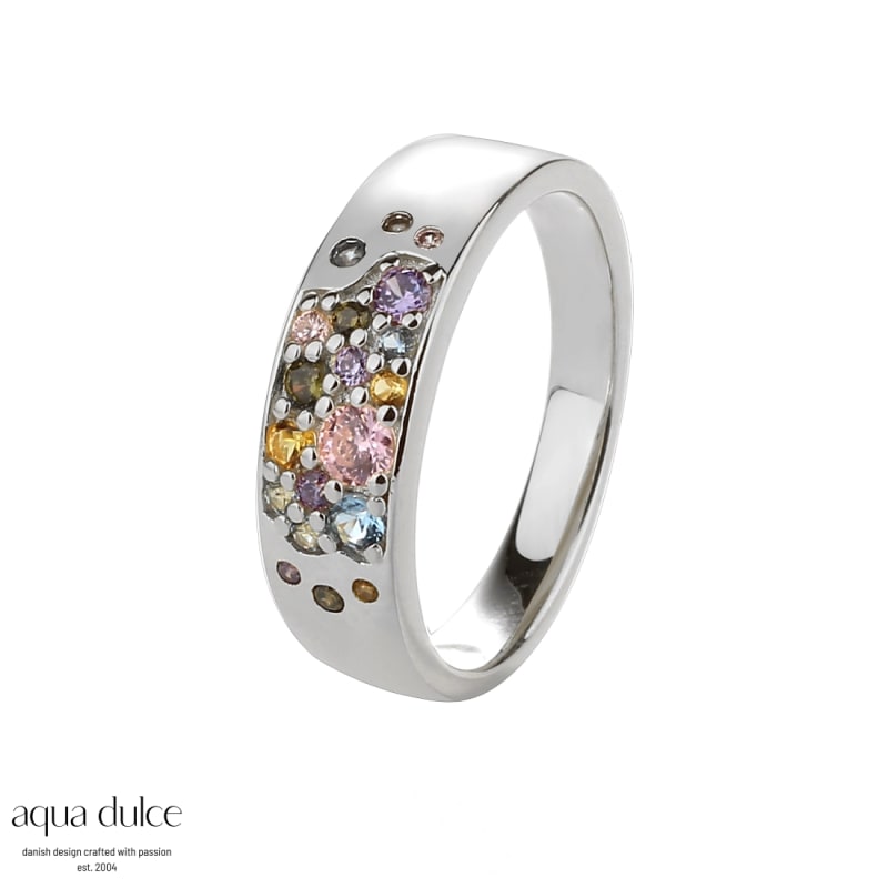 Pastel Stardust Ring i 925 Sterling Sølv med Zirkonia