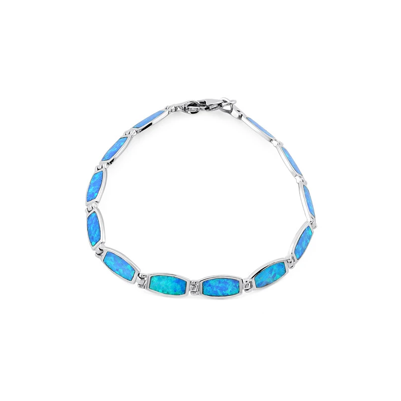 Aphrodite - Blå Opal Armbånd i 925 Sterling Sølv