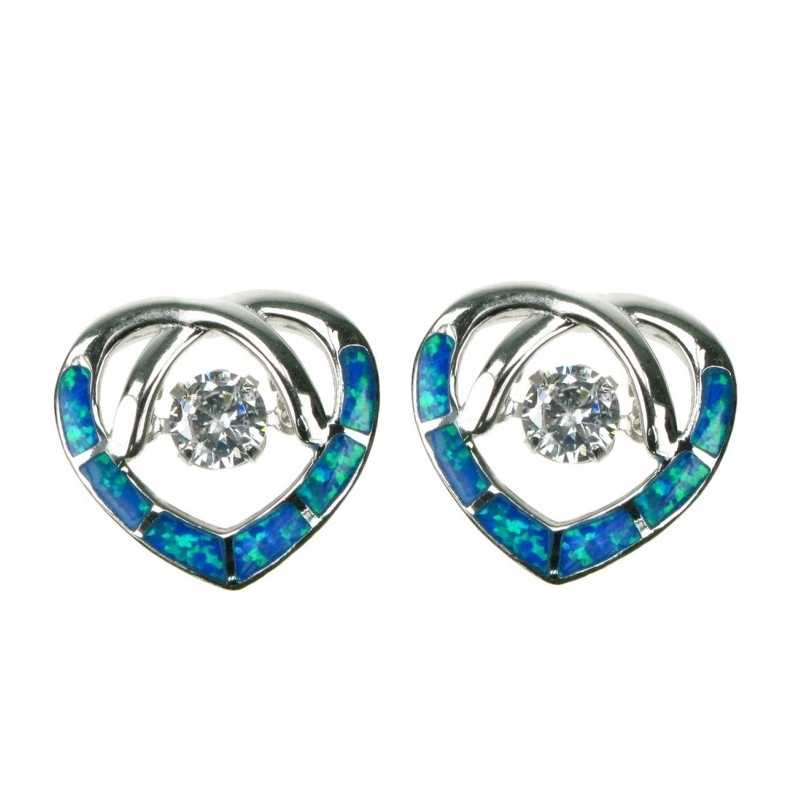 Blå Opal øreringe i 925 Sterling Sølv med Zirkonia