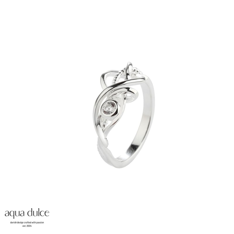 Smykker: Curly Tina Ring med hvid zirkonia - 100% nikkelfri