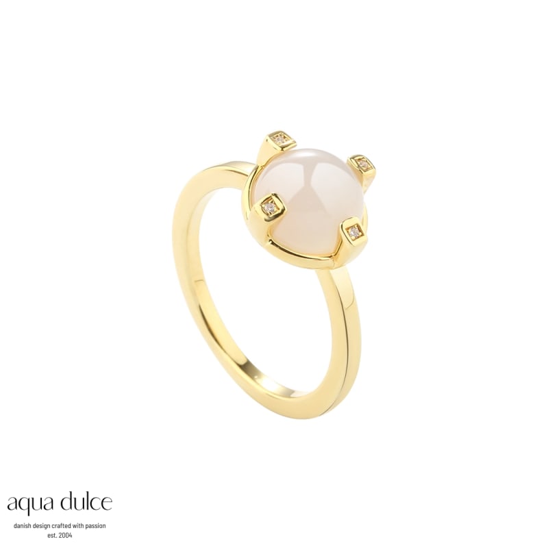 Ring med Calcedonia-sten fra Aqua Dulce - 100% nikkelfri