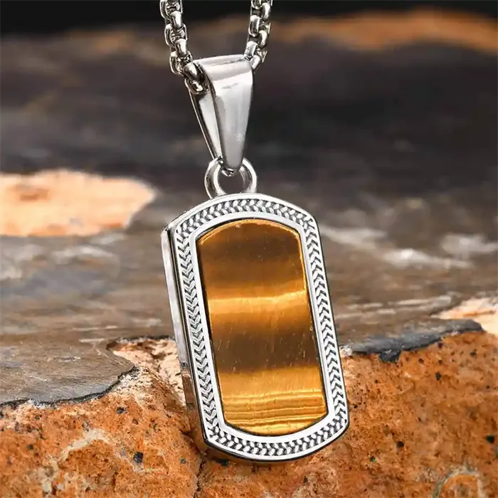 Tiger Herre Halssmykke med Tiger Eye Sten - Styrke og Stil