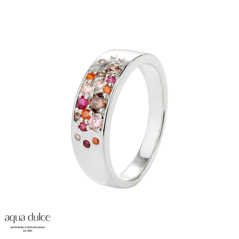 Ring med Pink Stardust og Zirkonia - 100% Nikkelfri