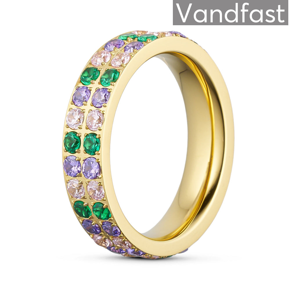 Annebrauner Alliance Ring i Grøn/Pink - 18k Guldbelagt