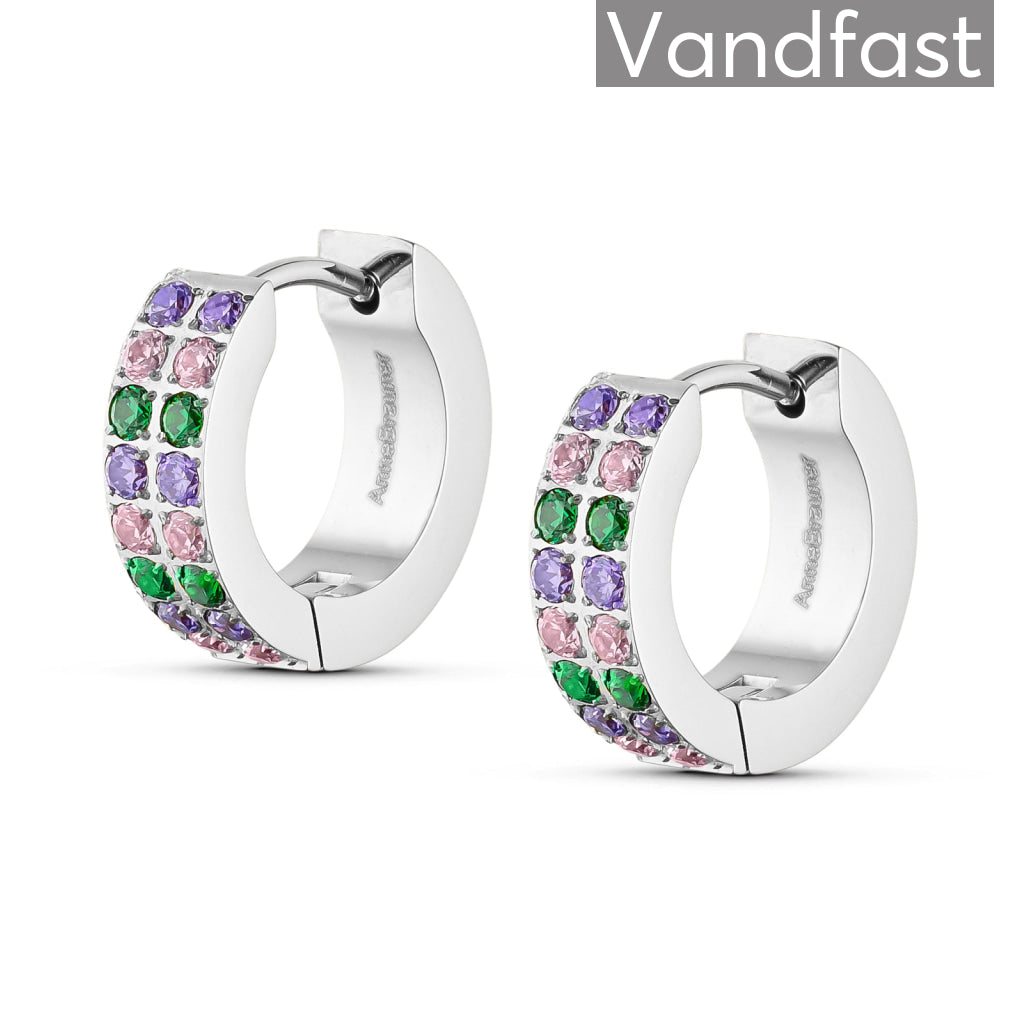 Annebrauner Creole Double Line Øreringe i Grøn/Pink Mix