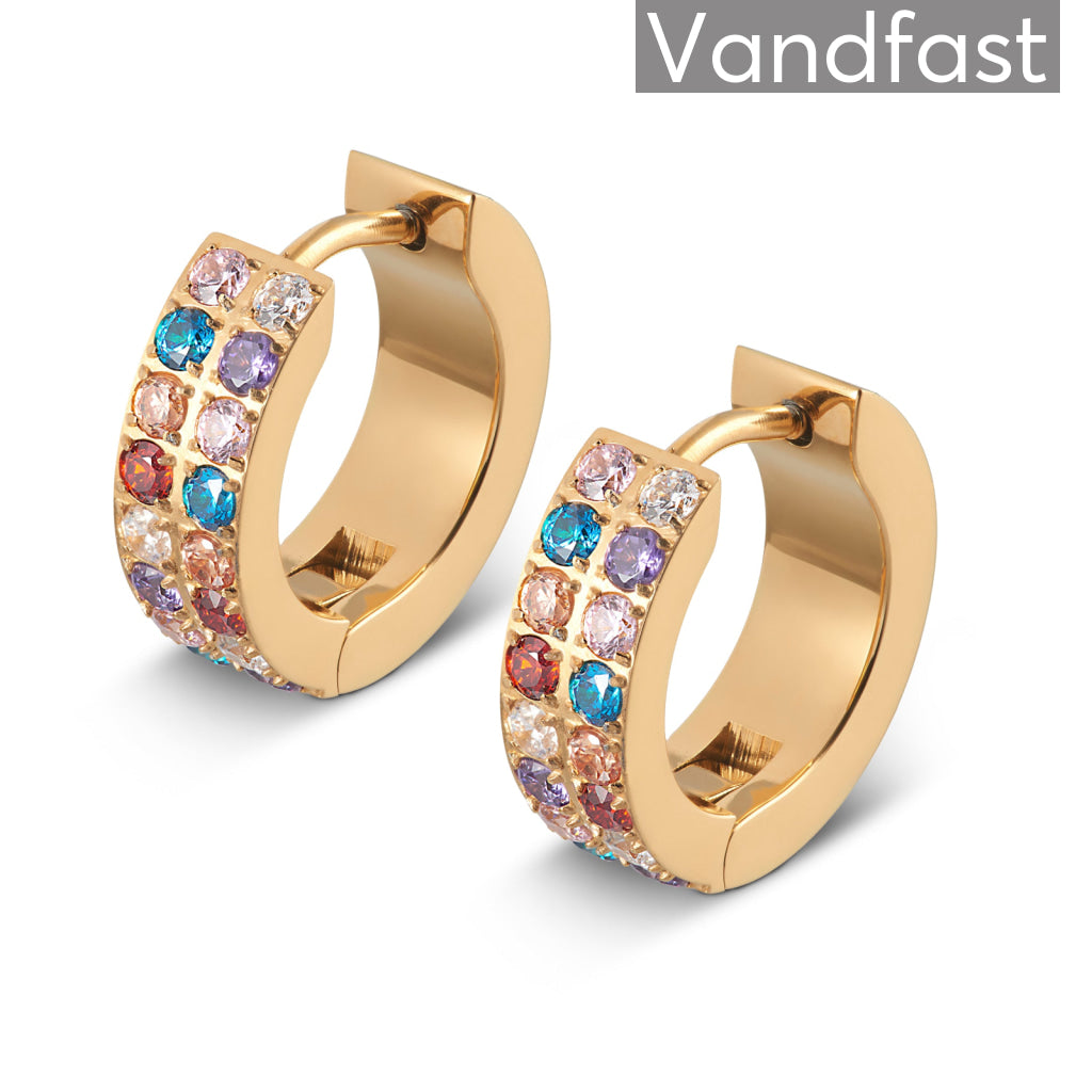 Annebrauner Creole Double Line Multicolor øreringe 18k Gold
