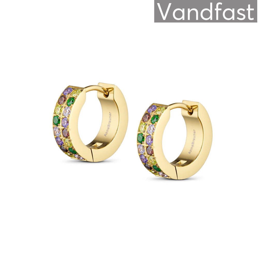 Annebrauner Creole Øreringe i Lilla/Grøn 18k Forgyldt