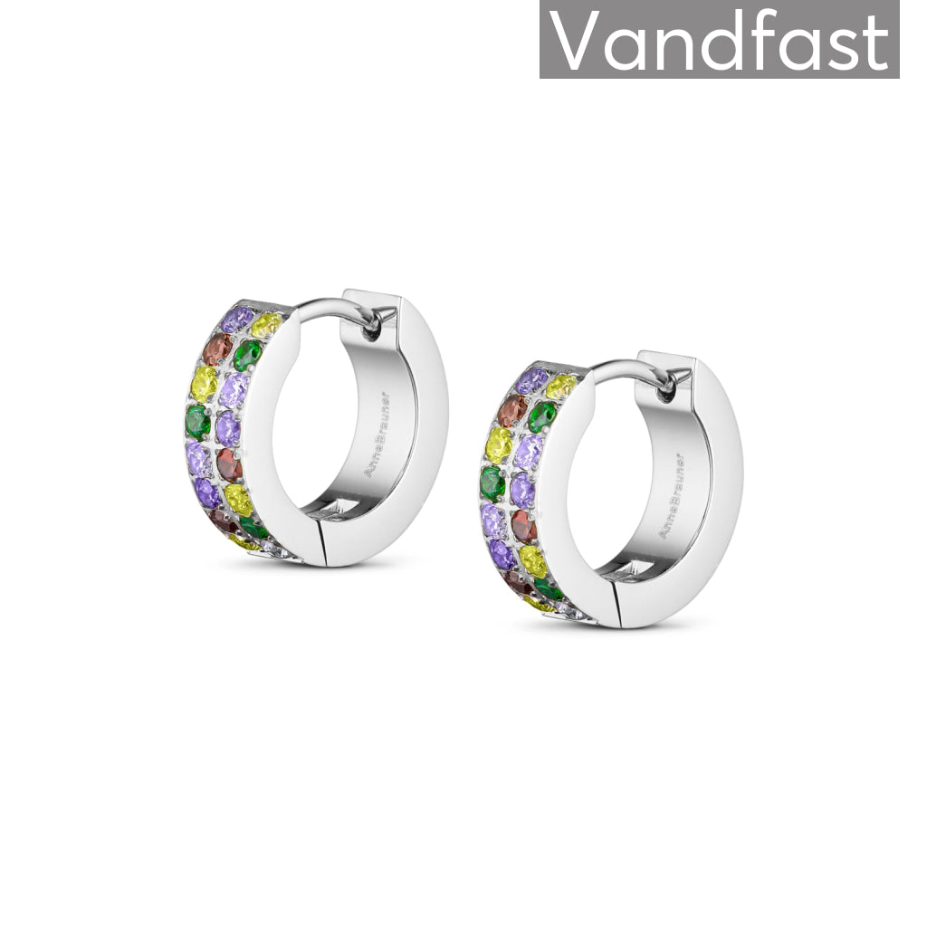 Annebrauner Creole Øreringe i Lilla/Grøn Mix - Eksklusiv Stil