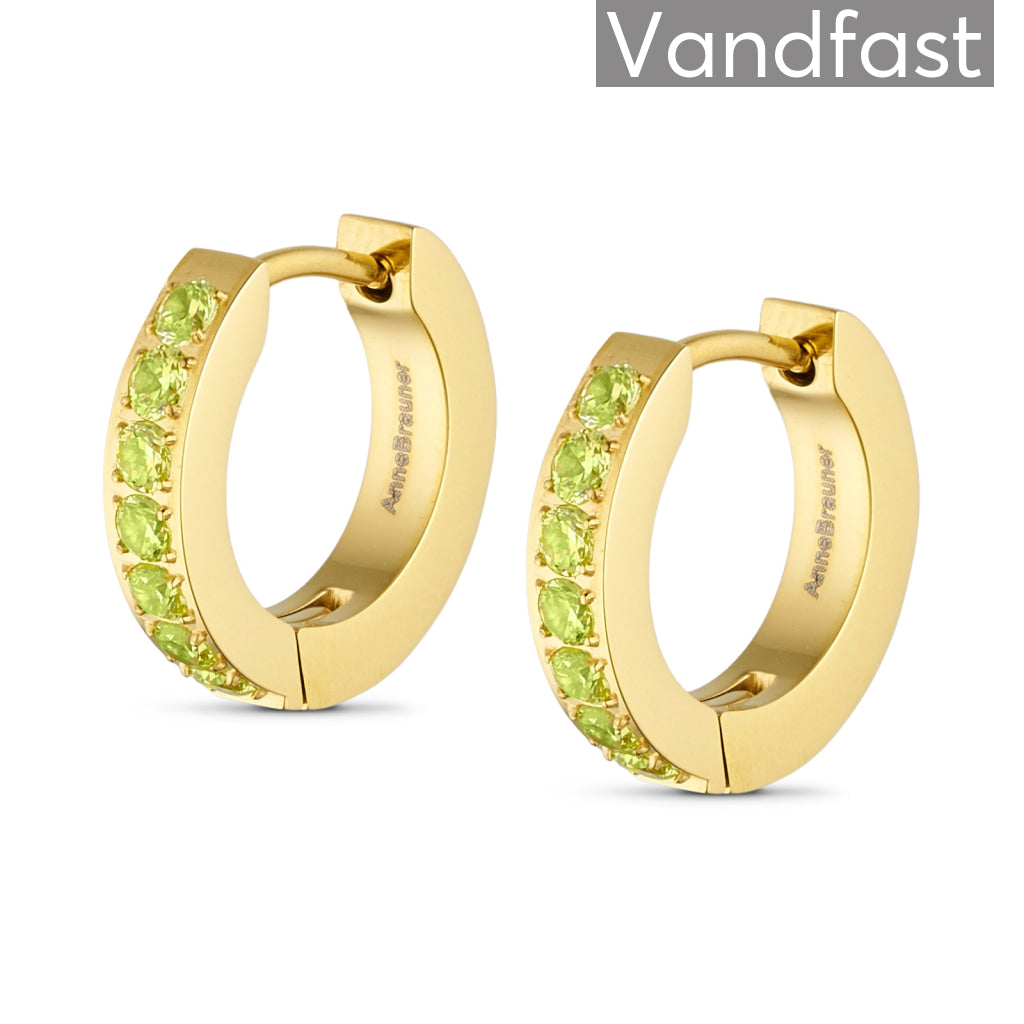 Annebrauner Creole Øreringe i Æblegrøn - 18K Forgyldt