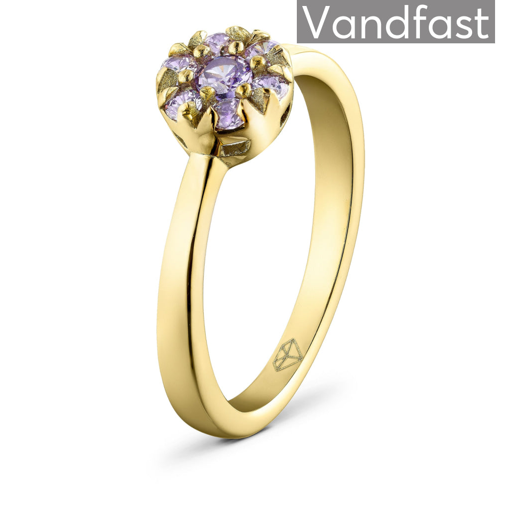 Annebrauner Violette Blomster Ring i 18k Guldbelægning