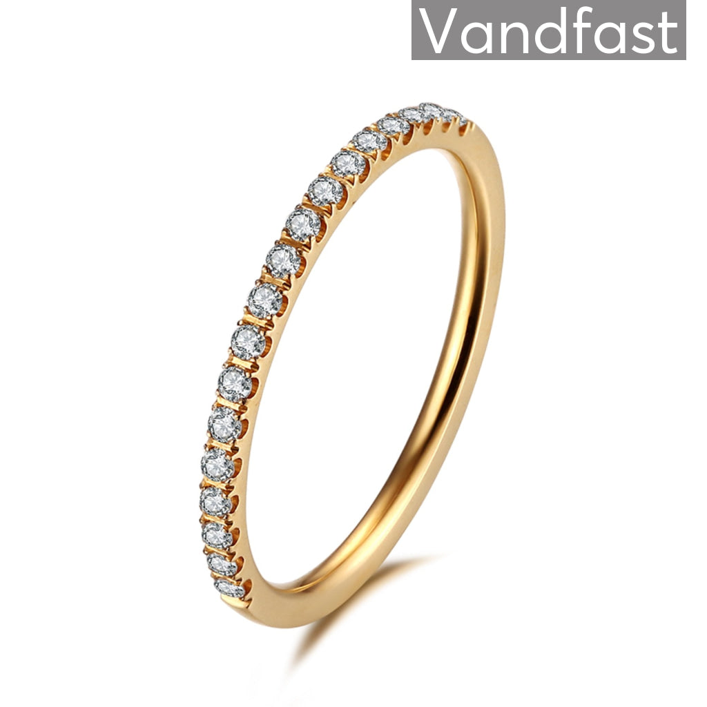 Annebrauner Side Ring 18k Guldbelagt med CZ Zirkonia