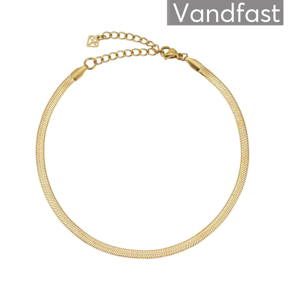 Annebrauner Slange Ankelkæde 18k Guldbelagt - Eksklusiv Smykkeæske