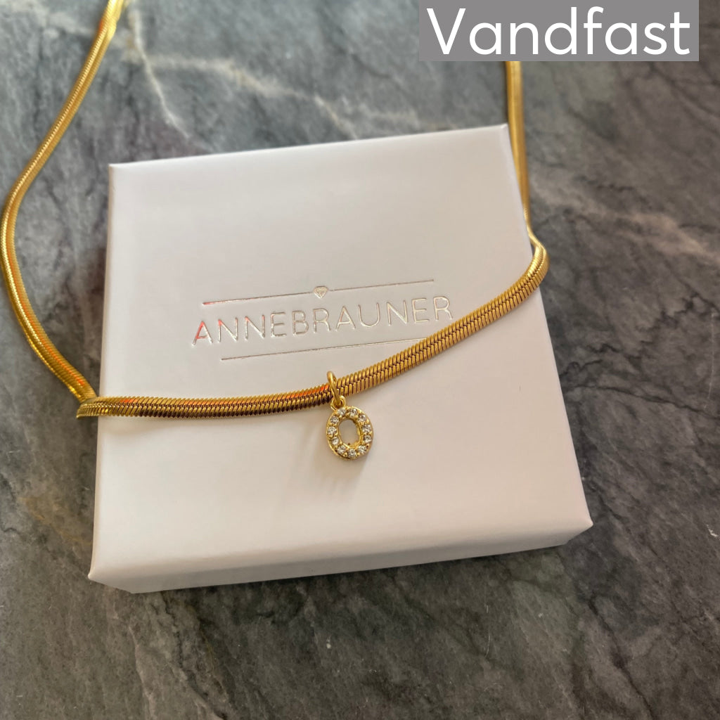 Annebrauner Slange Bogstav Halskæde i 18k Guld - Udsalg!