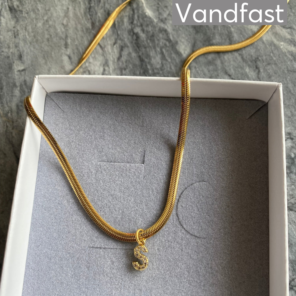 Annebrauner Slangebogstav Halskæde 18k Forgyldt - Udsalg!