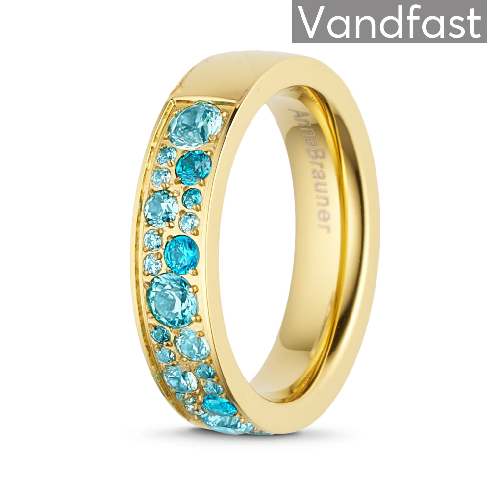 Annebrauner Funklende Multicolor Blå Mix Ring i 18k Guld