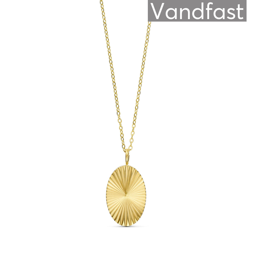 Annebrauner Sun Burst Oval Halskæde - 18k Guldbelagt Smykke