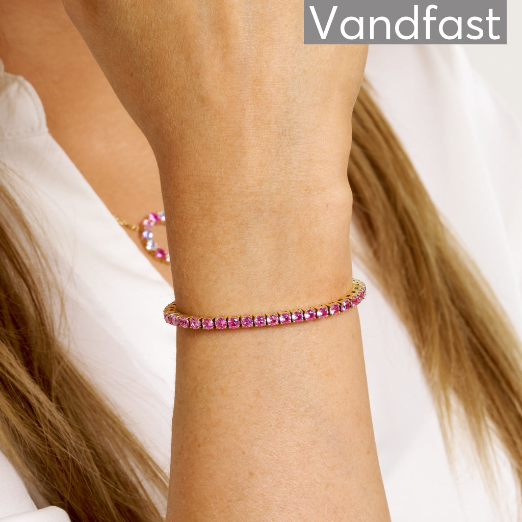 Annebrauner Tennis Armbånd i 18k Guldbelægning - 16 Cm