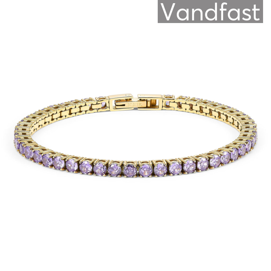Annebrauner Tennis Petite Violet Armbånd - 18k Guldbelagt