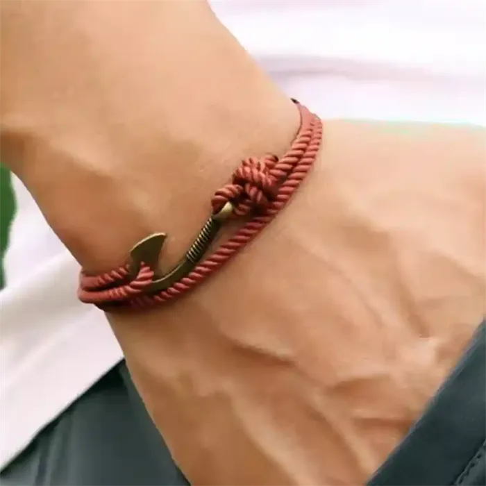 Ankerreb - Rustbrunt Herrearmbånd med Ankerlås