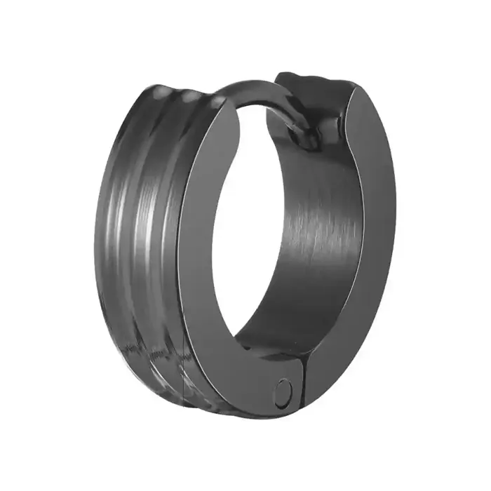 Sort Ridge Hoop - Maskulin Herreørering I Sort Ip Stål