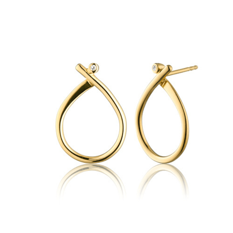 Blanke Dråbeformede Øreringe i Forgyldt Sølv - Stilfuld Elegance