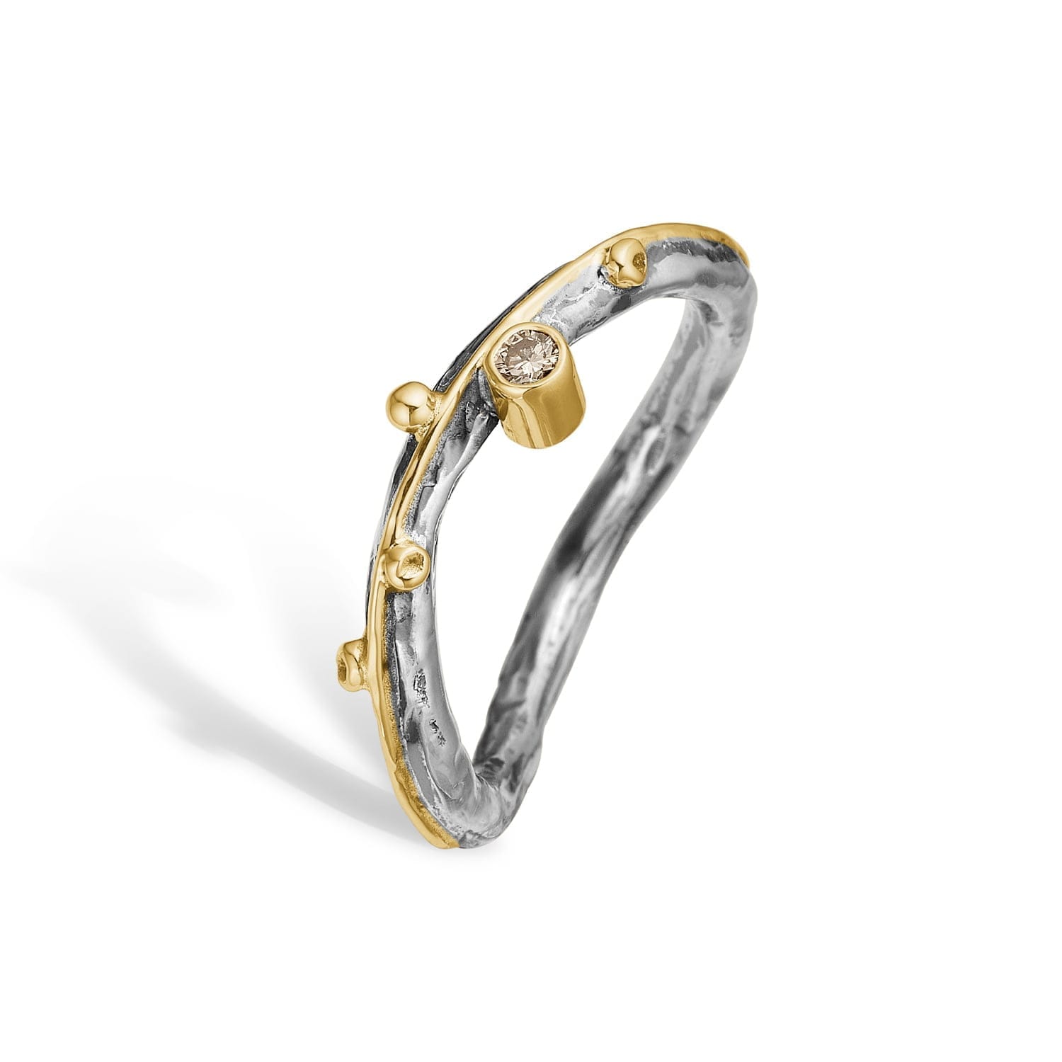 Zeus Single Brill Poleret Ring med Diamant - Tilbud!