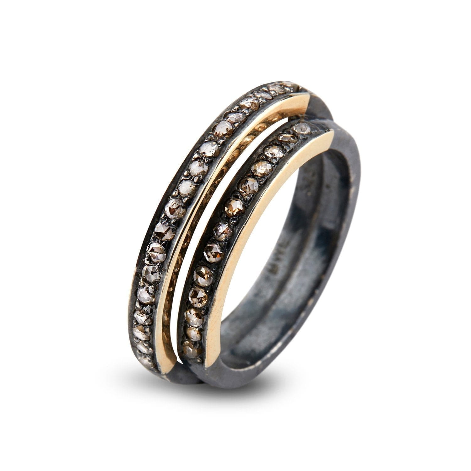 Ring Jacqueline II Pavé - 925 Sølv og 14K Guld