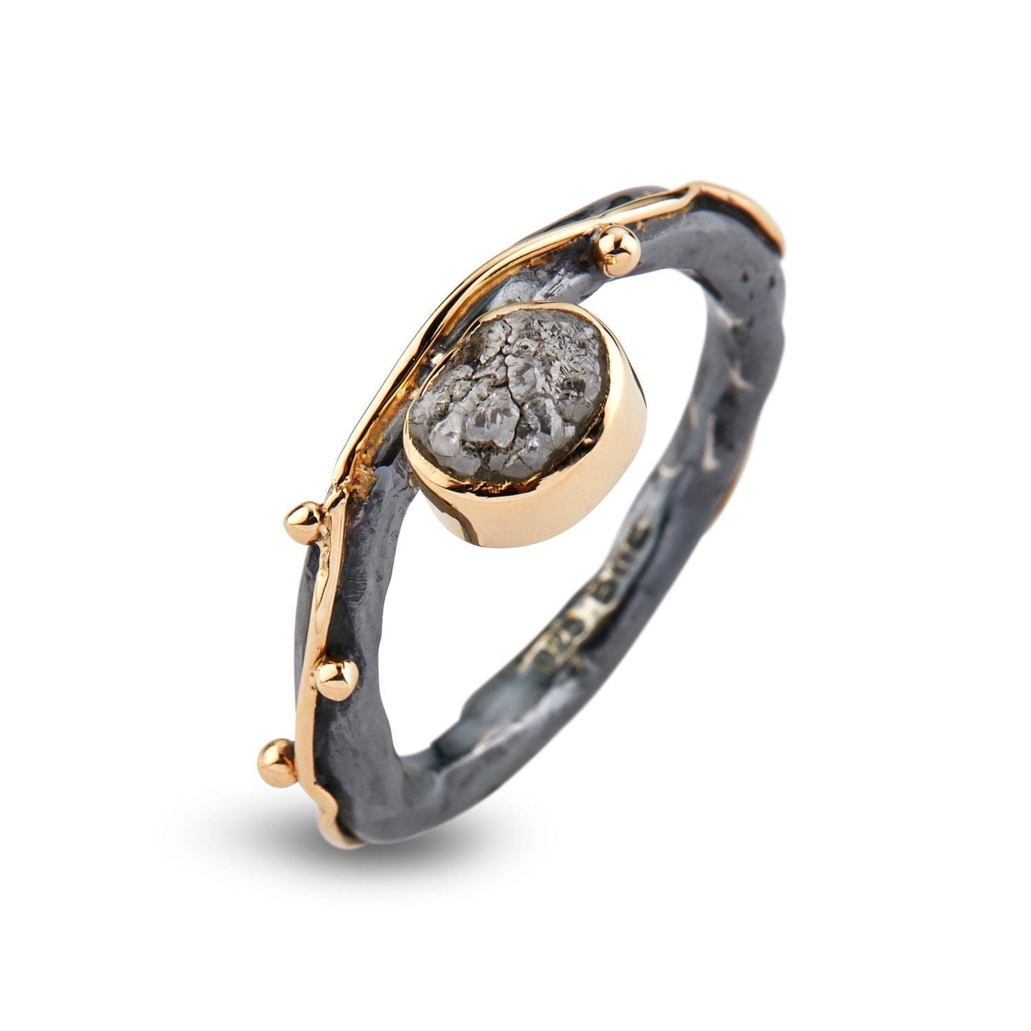 Ring Louise - Håndlavet sølvring med rå diamant