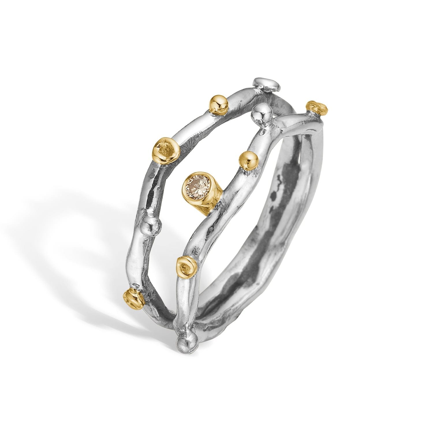 Grace Duo Polished Ring - Håndlavet Sølvring tilbud