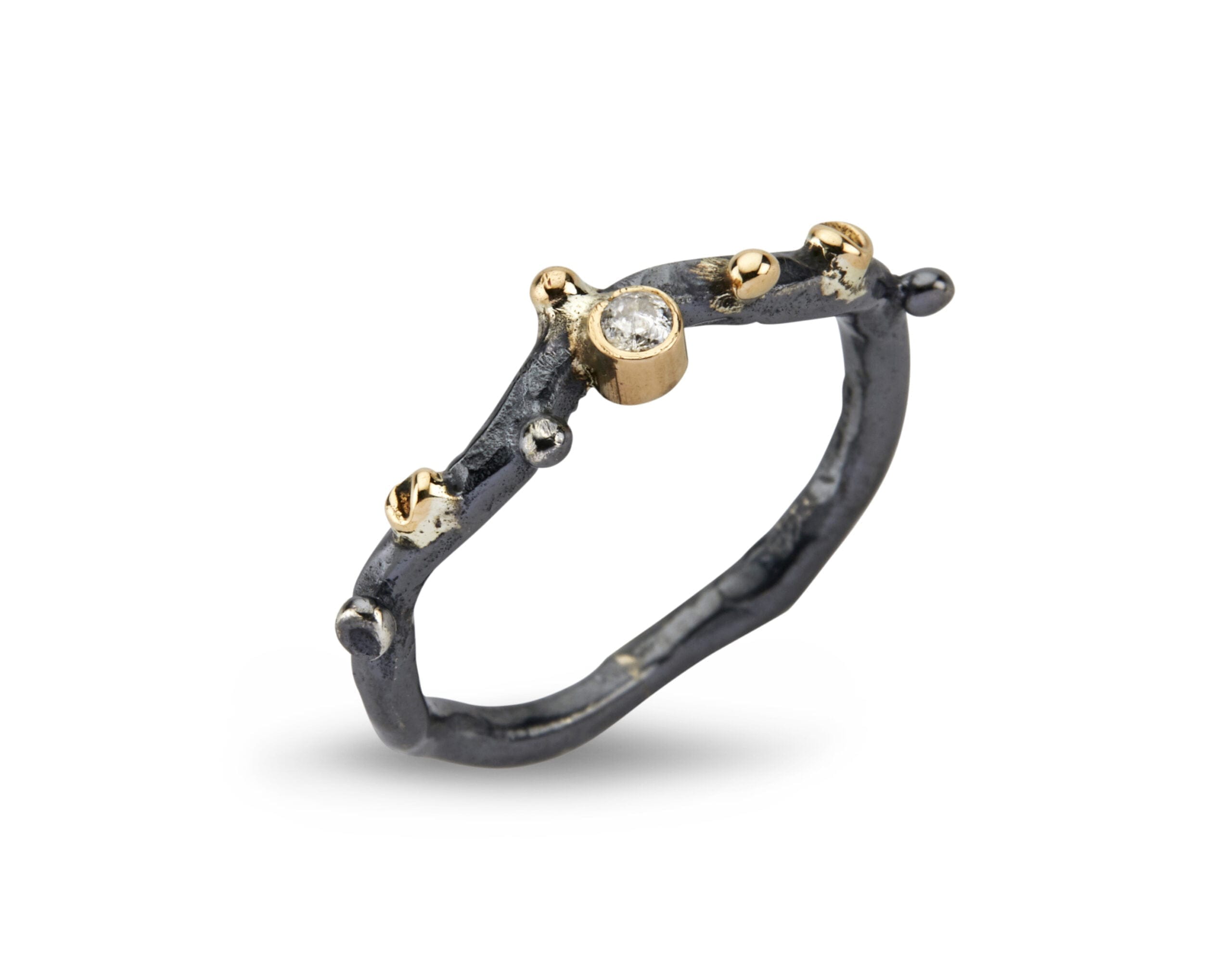 Ring Grace Single - Håndlavet Sølvring med Diamant