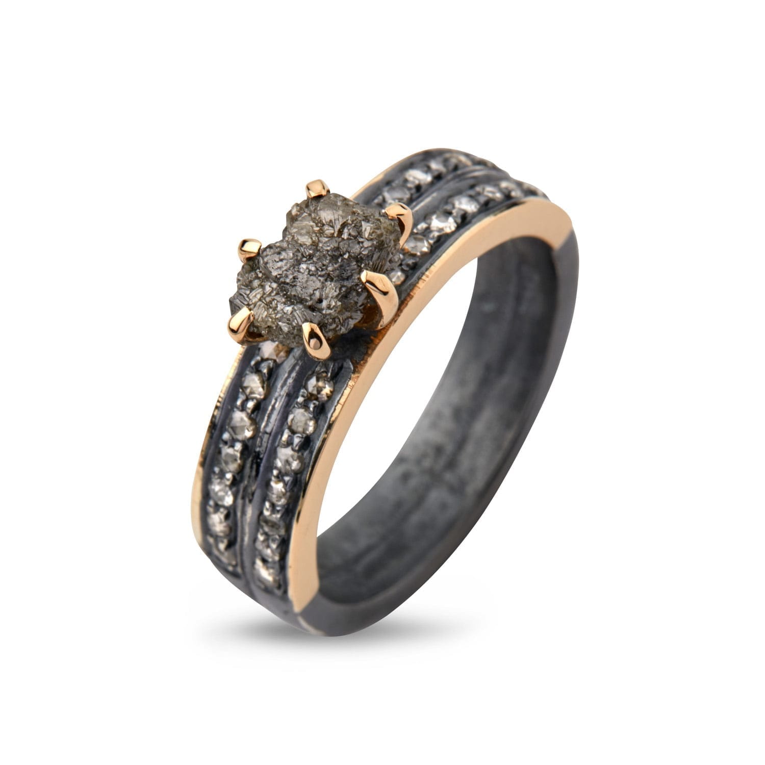 Ring Jackie Duo Pavé Raw - 1.2 Carat Diamantdesign