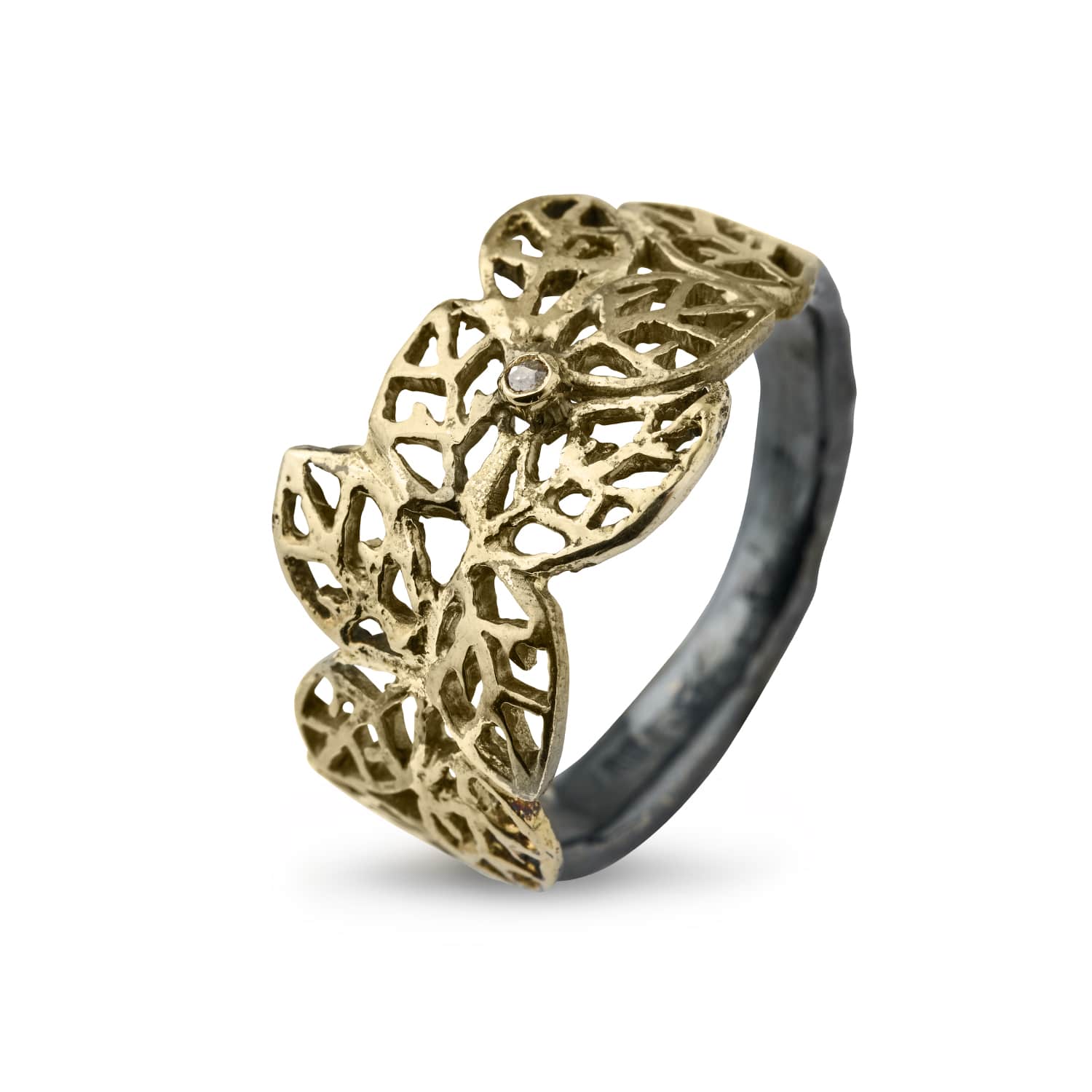 Ring med Bøgblade i Guld - Diamantring fra Bybirdie.dk