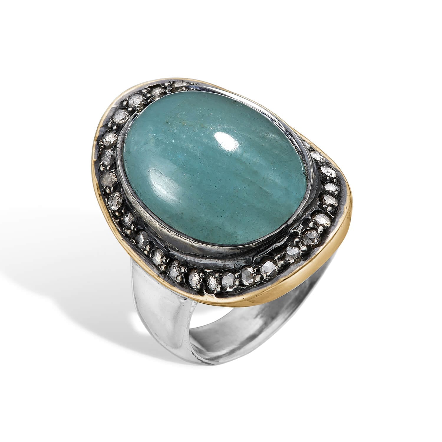 Ring Corso Boho Aqua med Aquamarin og Diamanter